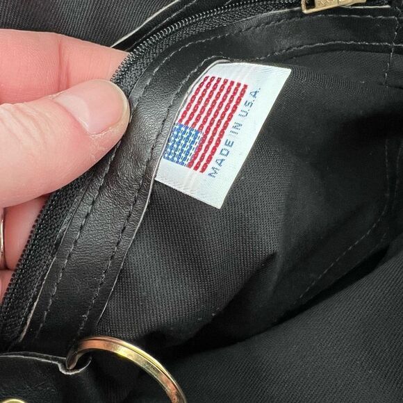 Stone Mountain Women's Sling Bag Shoulder Leather Vintage brass Hardware Black - Picture 4 of 14